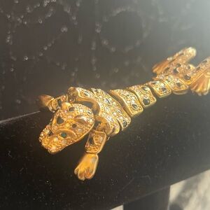 Gold and Black Lizard Brooch